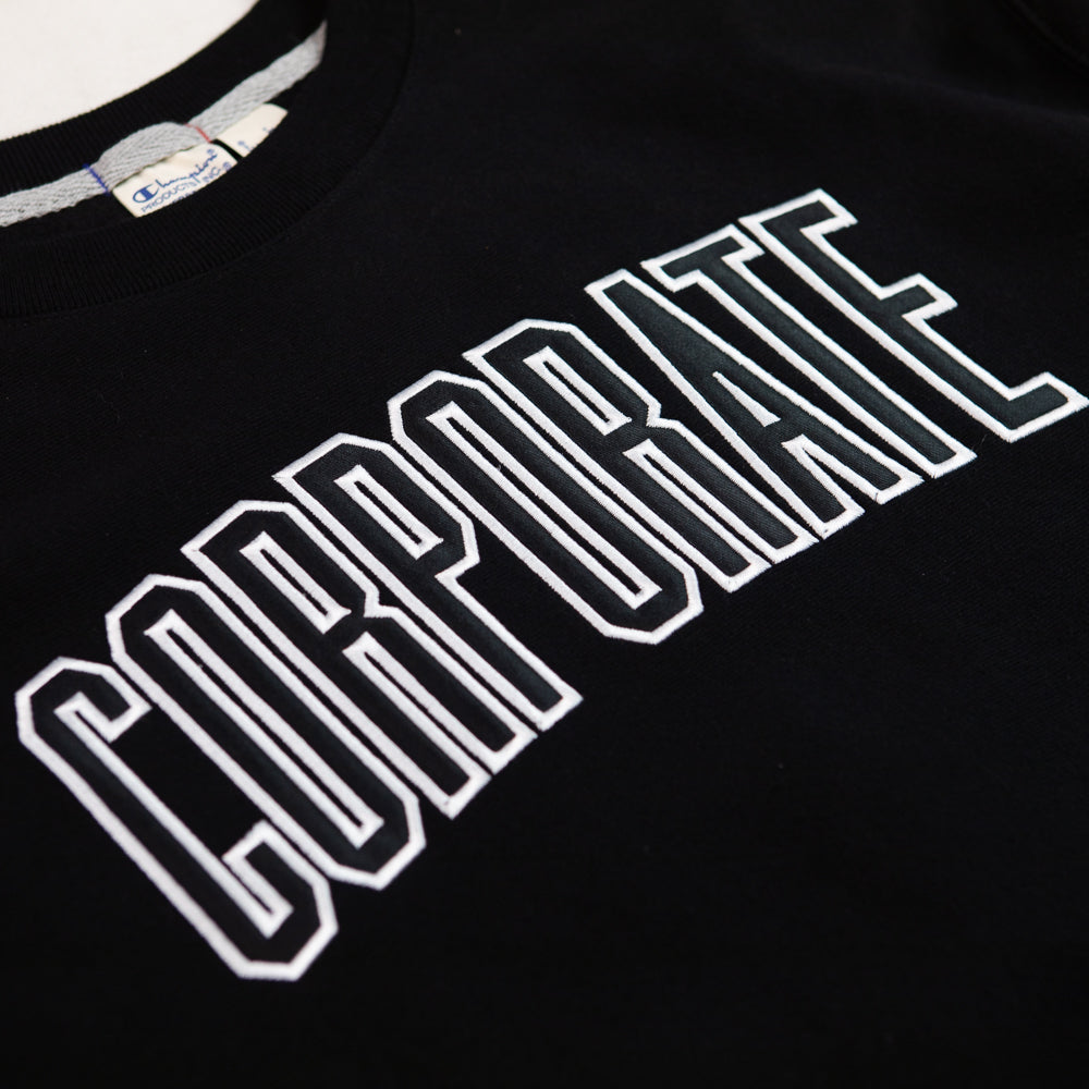 Corporate Arch Reverse Weave Crewneck (Black)