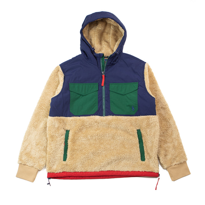 Mixed Sherpa Fleece Half Zip Jacket (Camel)