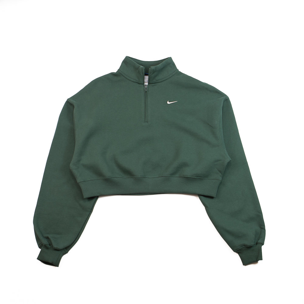 Studio Fleece Medium Weight Oversized 1/4-Zip Cropped Top (Camo Green/Sail)