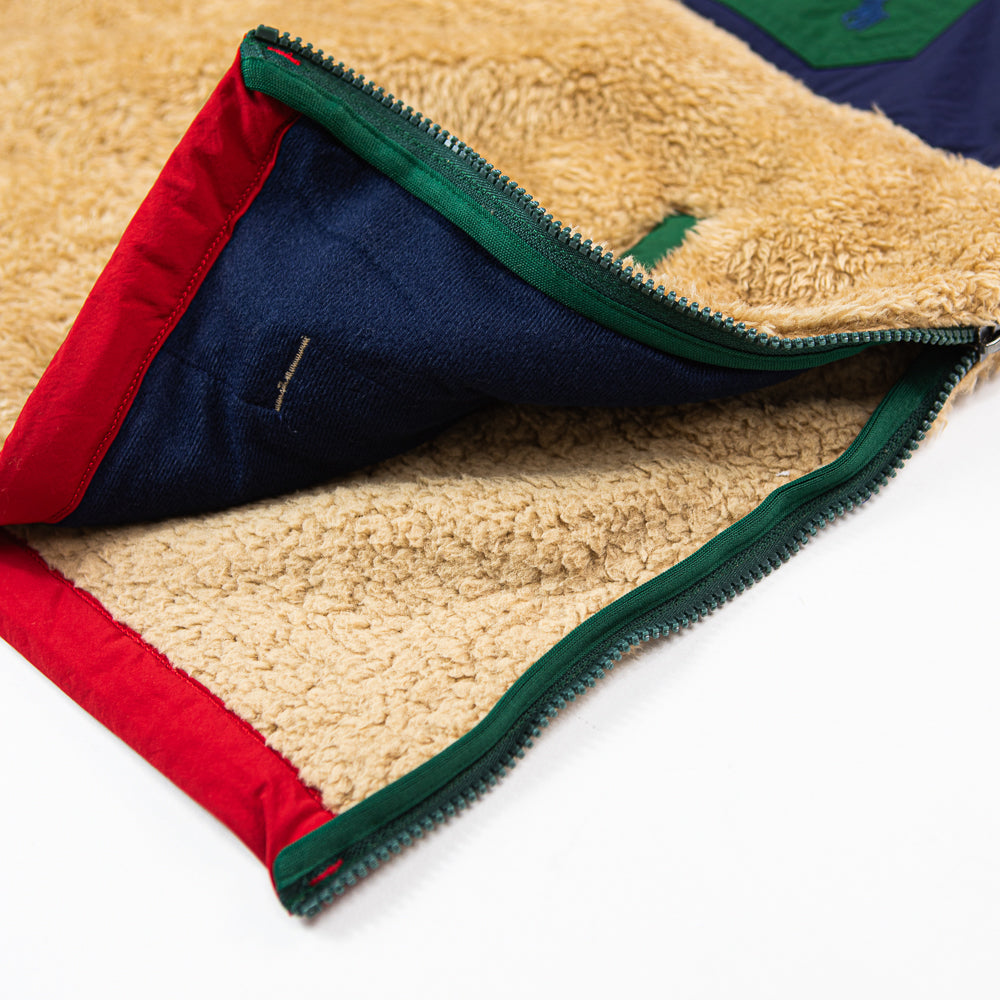 Mixed Sherpa Fleece Half Zip Jacket (Camel)