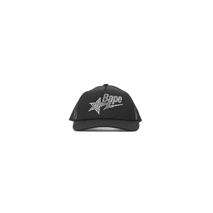 Crystal Stone Bape Sta Logo Mesh Cap (Black)