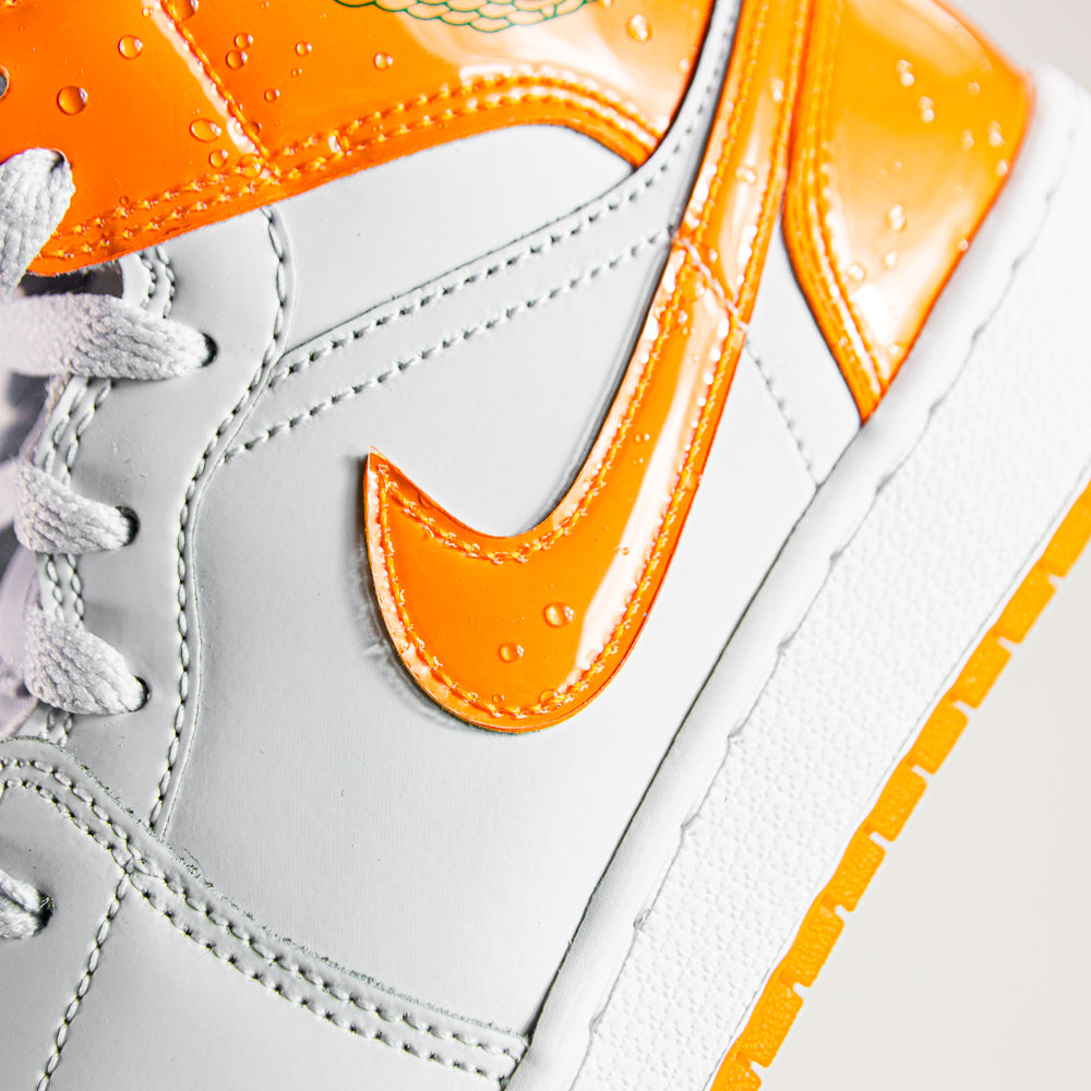 Air Jordan 1 Mid SE GS Football Grey Orange Peel Corporate