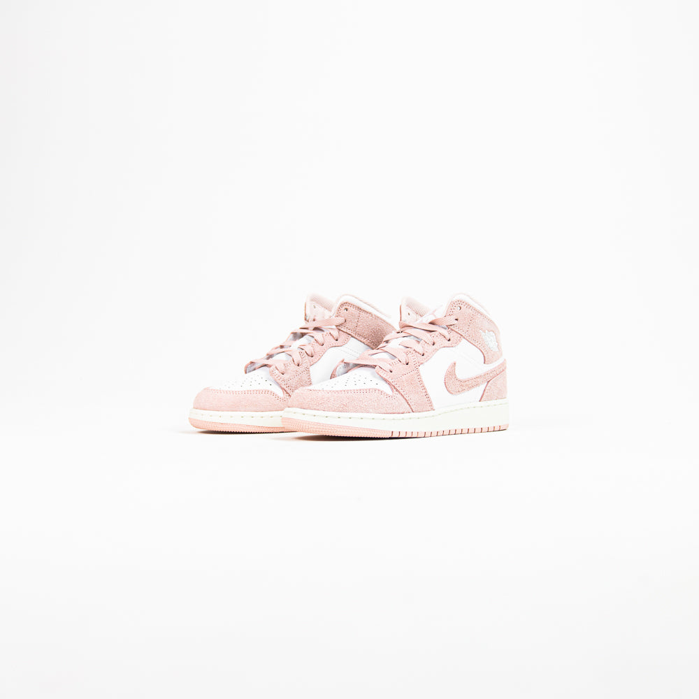 Air Jordan 1 Mid SE (GS) (White/Legend Pink-Sail)