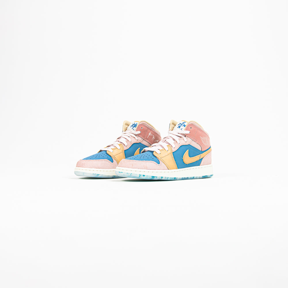 Air Jordan 1 Mid SS (GS) (Aegean Storm/Hemp-Pink Oxford)