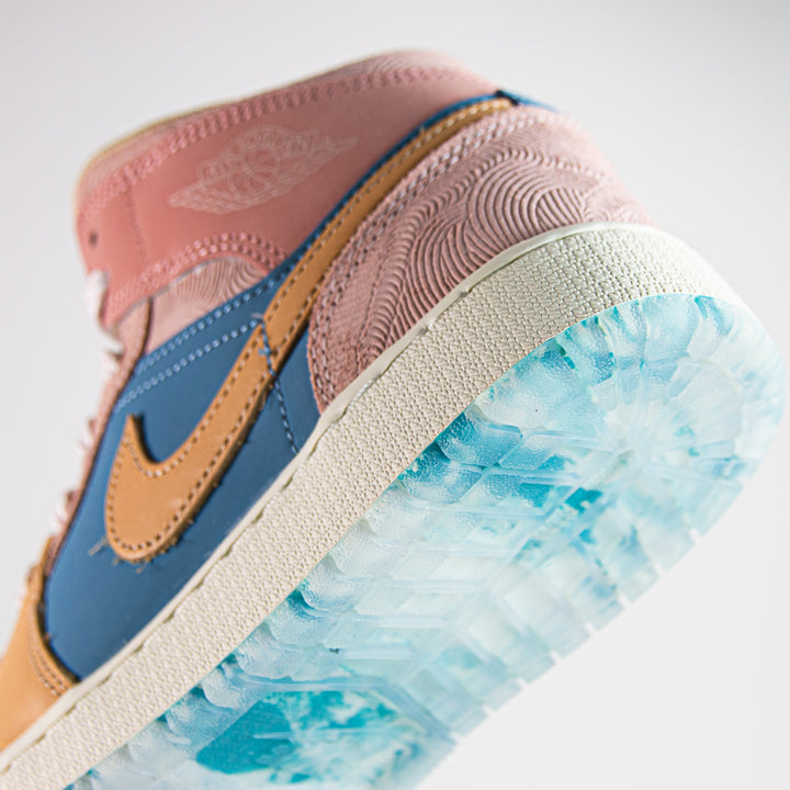 Air Jordan 1 Mid SS (GS) (Aegean Storm/Hemp-Pink Oxford)