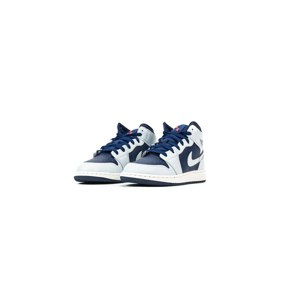 Air Jordan 1 Mid (GS) (Blue Void/Pure Platinum)