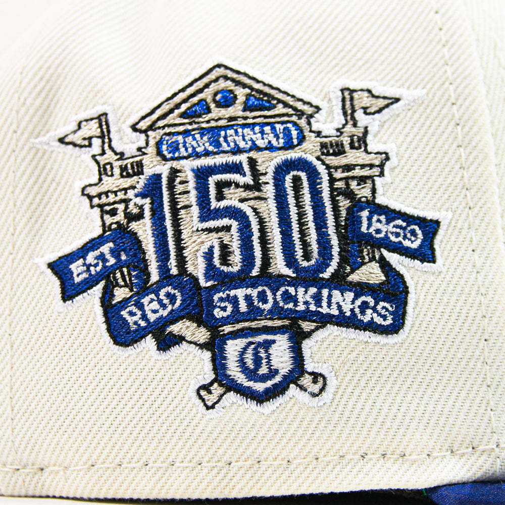 Cincinnati Reds 150th Anniversary Fitted Cap (Chrome/ Dark Royal)