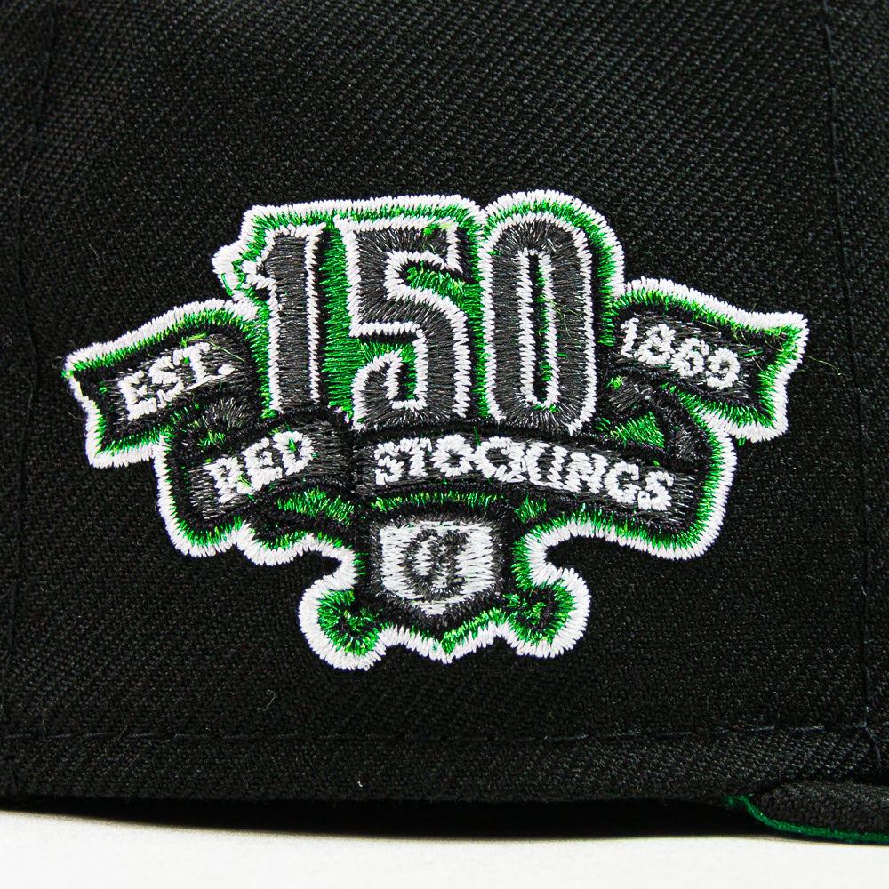 Cincinnati Reds “Los Rojos” 150th Anniversary Fitted Cap (Black/ Green)