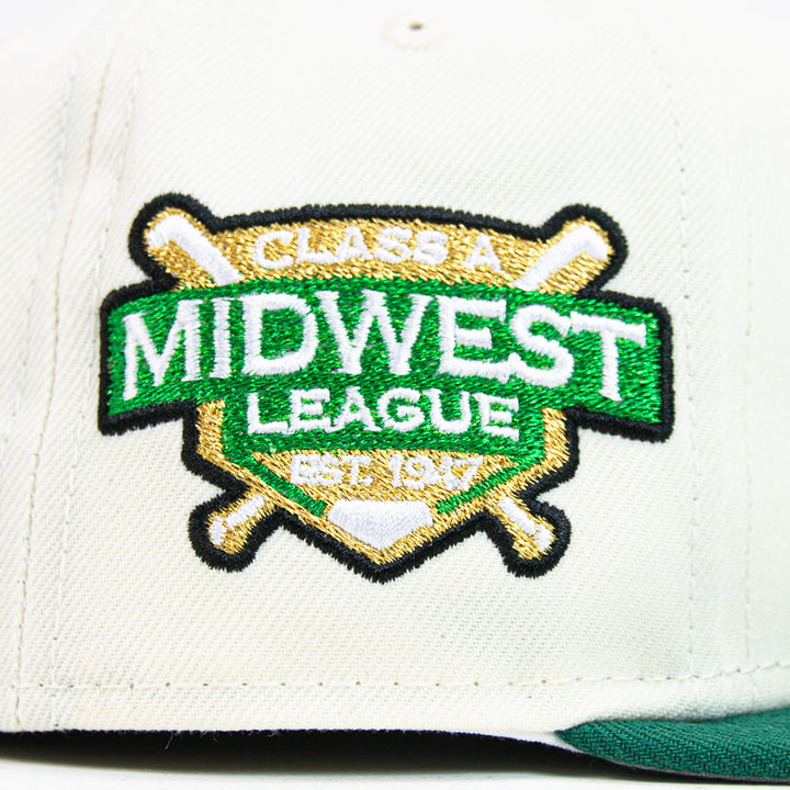 Dayton Dragons Midwest League Fitted Cap (Chrome/ Green)