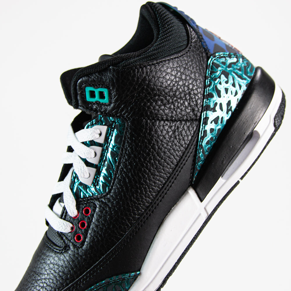 Jordan 3 Retro (PS) (Black/Siren Red-Hyper Jade)