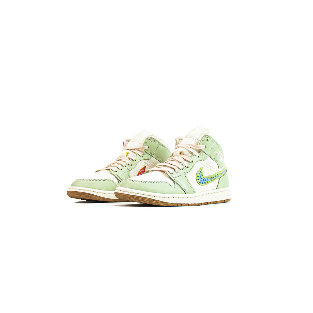 Wmns Air Jordan 1 Mid SE (Olive Aura/Pearl White-Lawn)