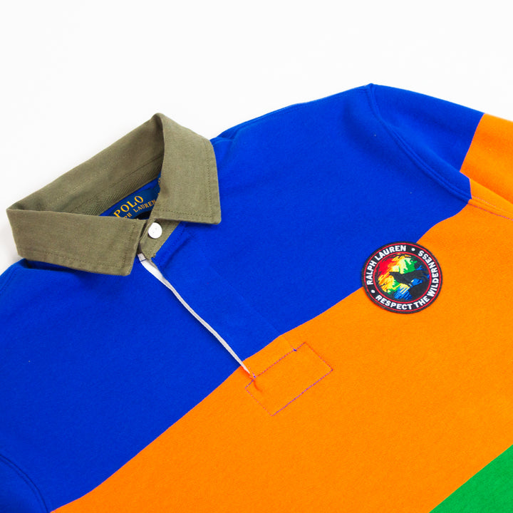 L/S Seasonal Fleece Rugby Shirt (Blue/Multi)