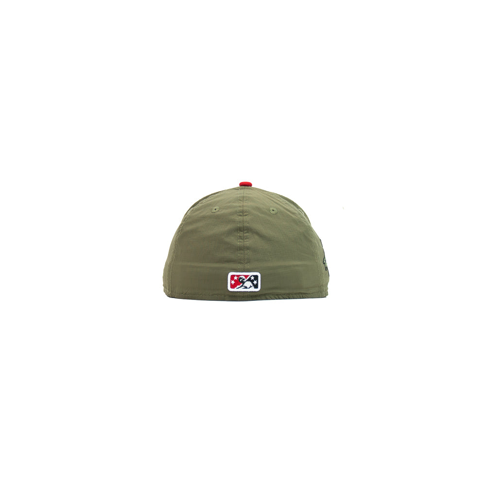 Dayton Dragons 20th Anniversary Fitted Cap (Olive Ripstop/ Red)