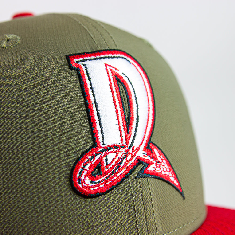 Dayton Dragons 20th Anniversary Fitted Cap (Olive Ripstop/ Red)