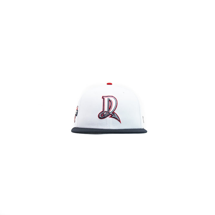 Dayton Dragons Midwest League Fitted Cap (White/ Navy/ Red)