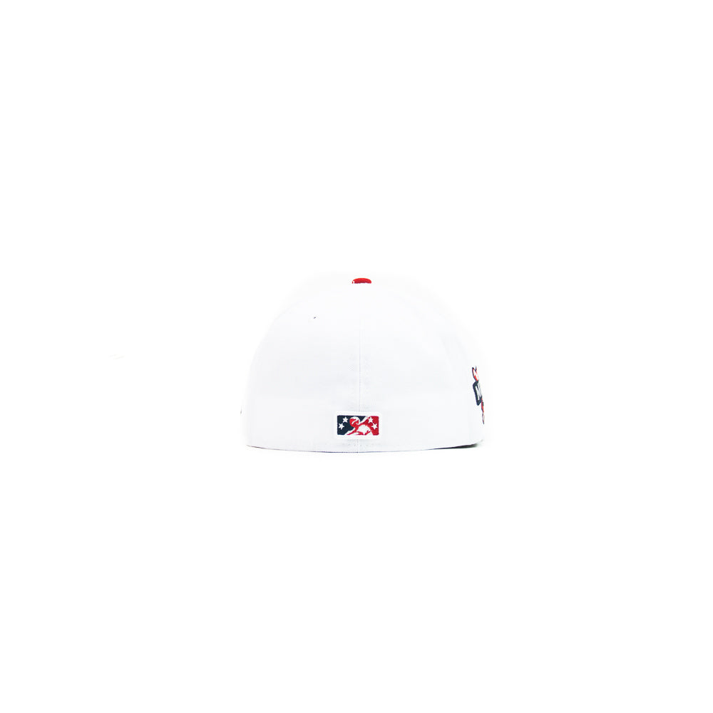 Dayton Dragons Midwest League Fitted Cap (White/ Navy/ Red)