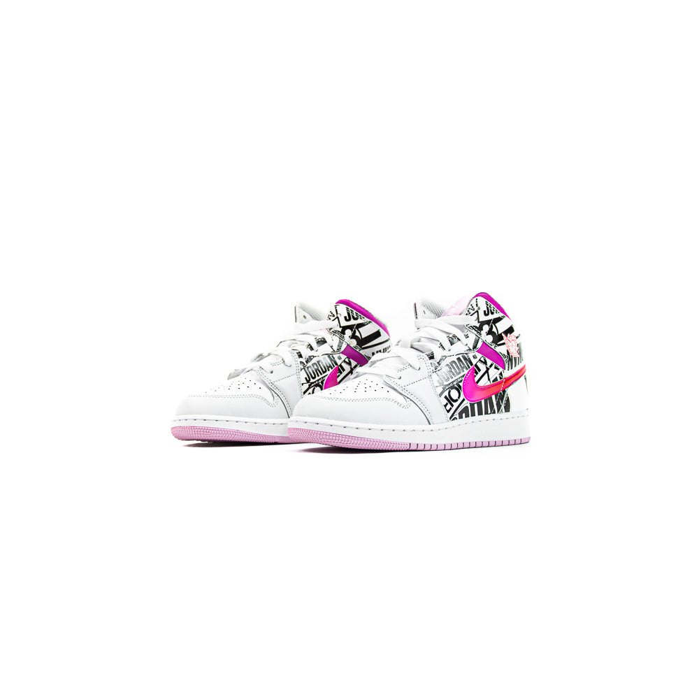 Air Jordan 1 Mid BG (Off White/Fire Pink)