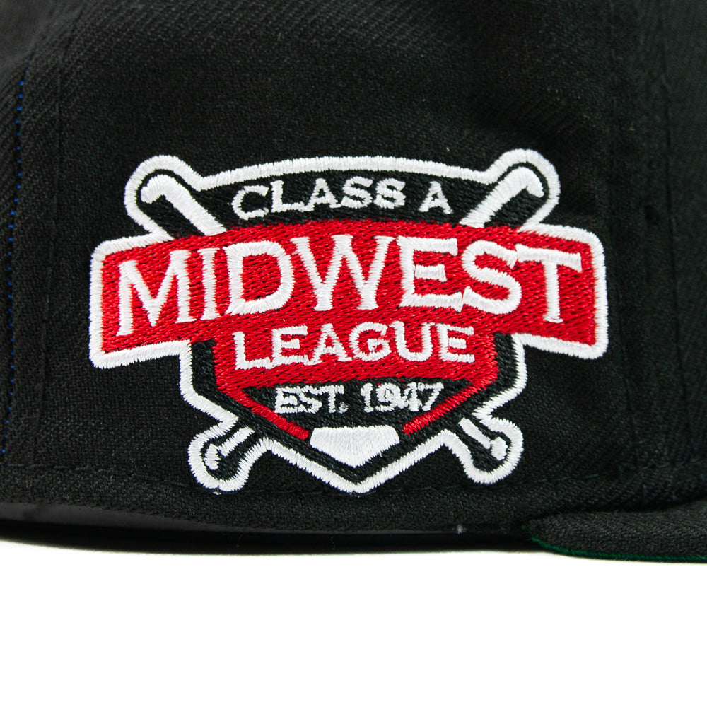 Dayton Dragons Midwest League Fitted Cap (Black / Fire Red / White)