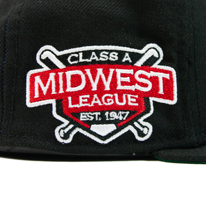Dayton Dragons Midwest League Fitted Cap (Black / Fire Red / White)