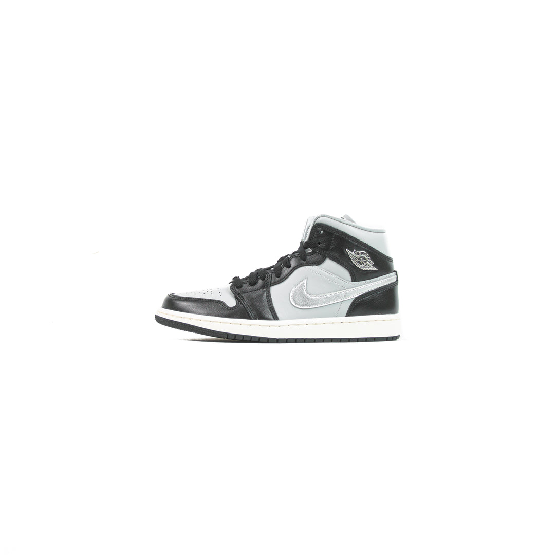 Wmns Air Jordan 1 Mid SE (Black/Metallic Silver)