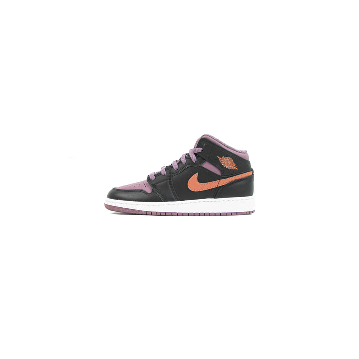 Air Jordan 1 Mid SE (GS) (Black/Sky J Orange-Sky J Muave)