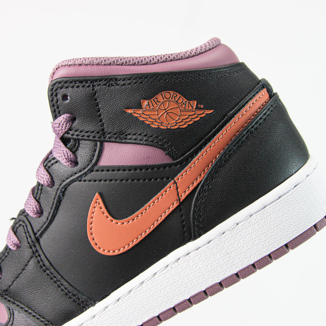 Air Jordan 1 Mid SE (GS) (Black/Sky J Orange-Sky J Muave)