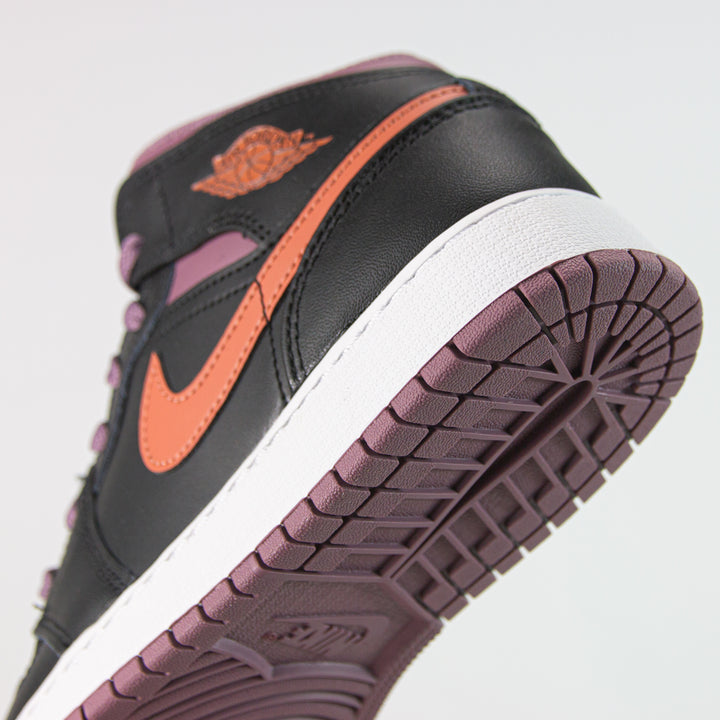 Air Jordan 1 Mid SE (GS) (Black/Sky J Orange-Sky J Muave)