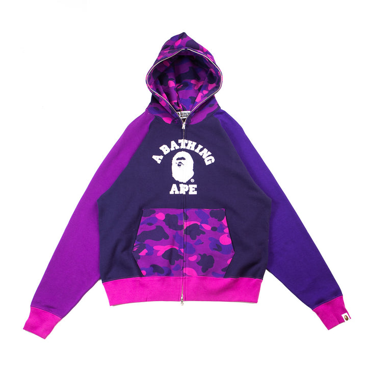 Color Camo Full Zip Hoodie Relaxed Fit (Purple)