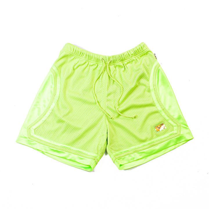 Abc 123. Satin Basketball Shorts (Citrine Green)