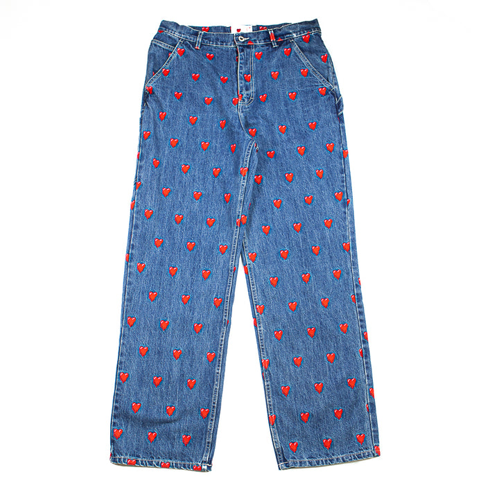 EU Logo Pattern Denim Pants (Washed Blue)