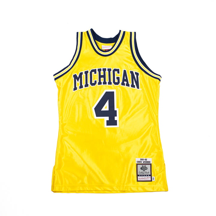 91-92 Michigan Chris Webber Authentic Jersey (Yellow)