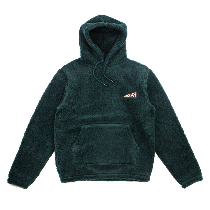 Mirrored Flag Logo Polar Fleece Hooded Pullover (Pine Green)