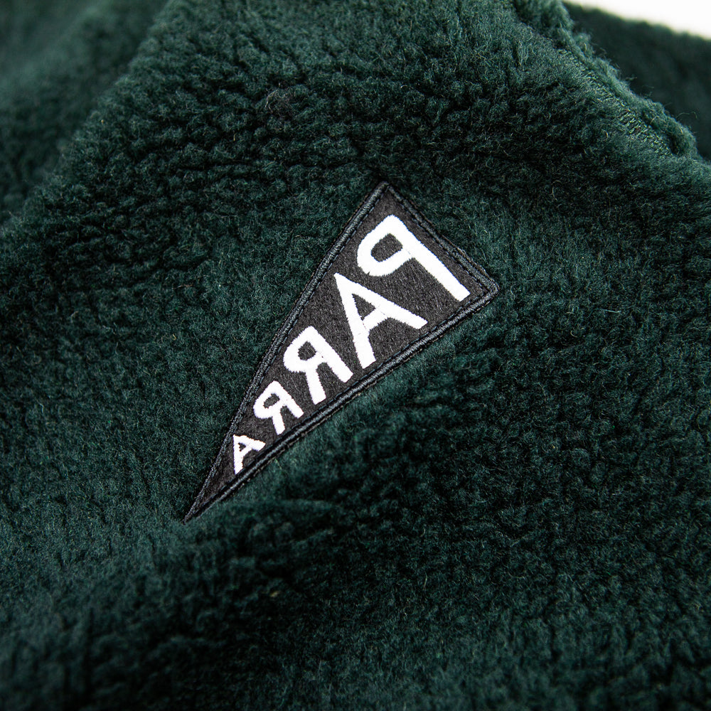 Mirrored Flag Logo Polar Fleece Hooded Pullover (Pine Green)