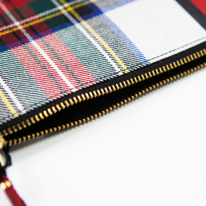 CDG Tartan Patchwork Large Zip Pouch (Red)