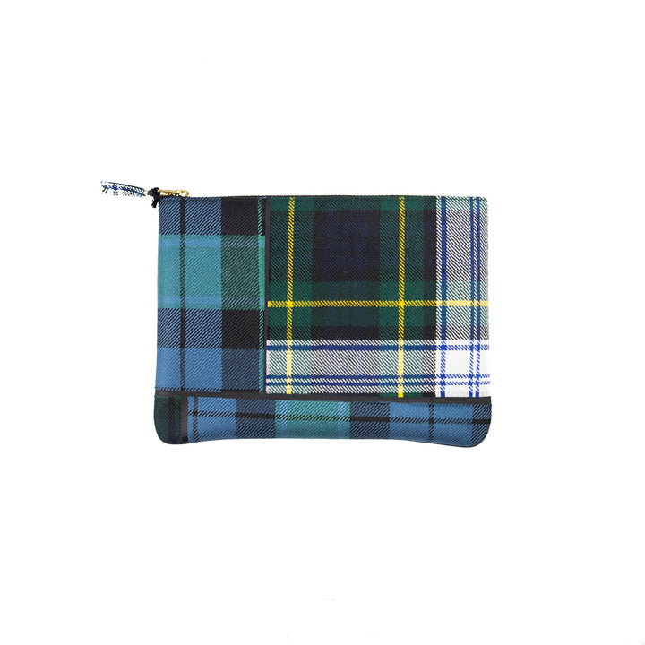 CDG Tartan Patchwork Large Zip Pouch (Green)