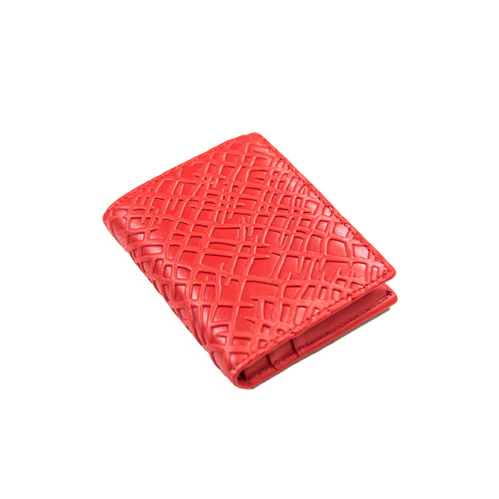 CDG Embossed Roots Bifold Wallet (Red)