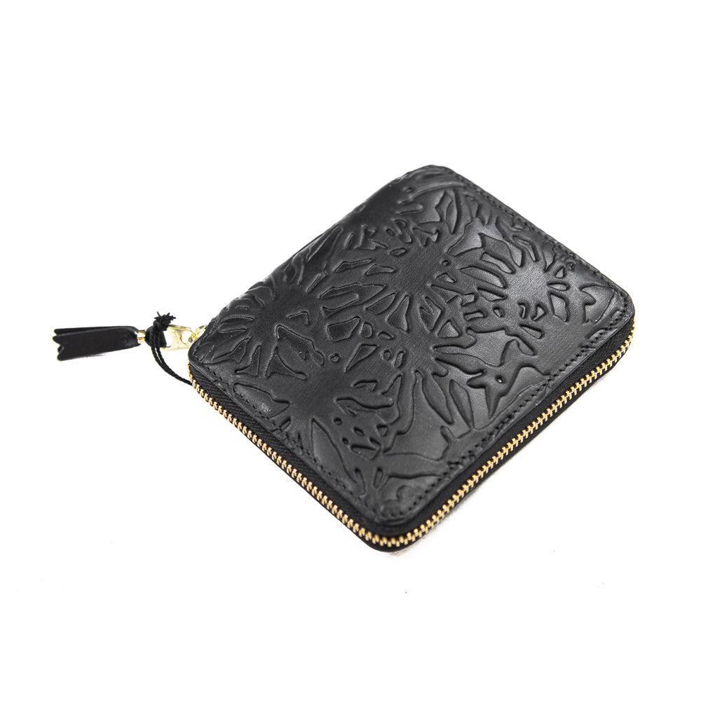 CDG Embossed Forest Zip Wallet (Black)