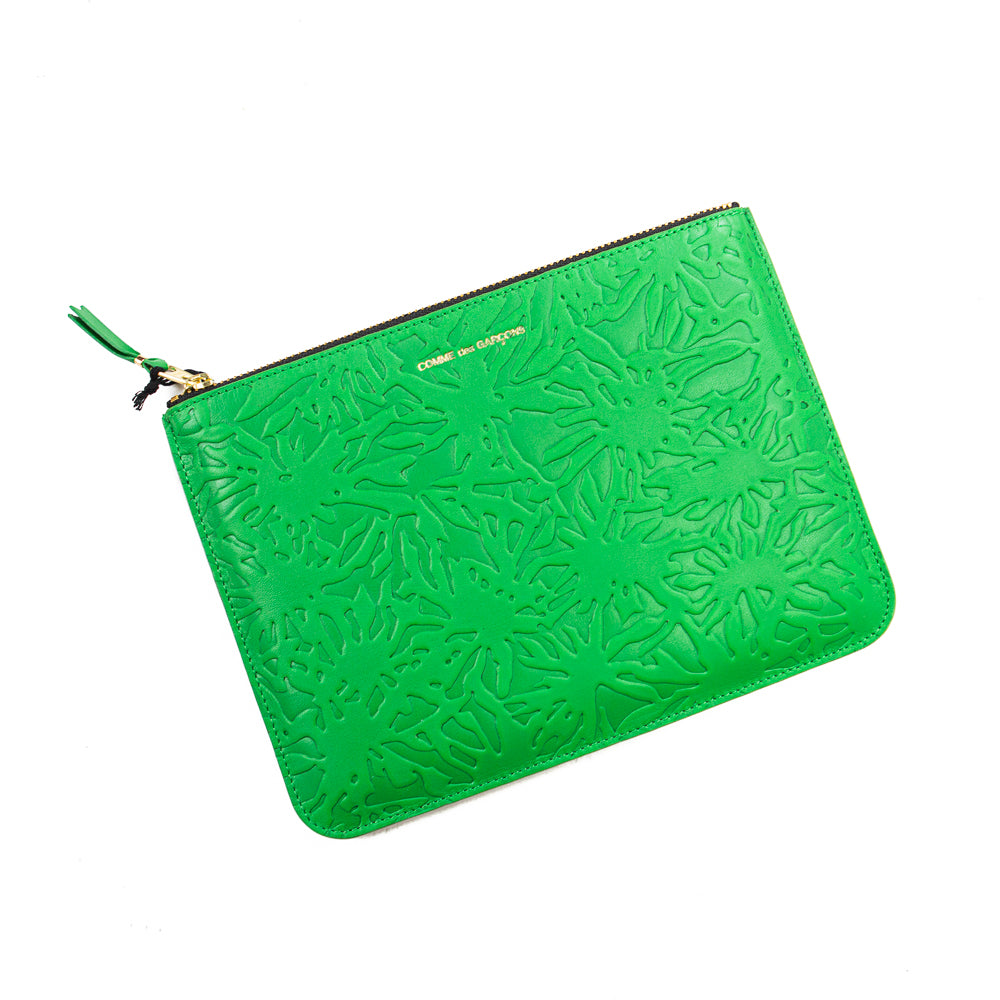 CDG Embossed Forest Zip Pouch (Green)