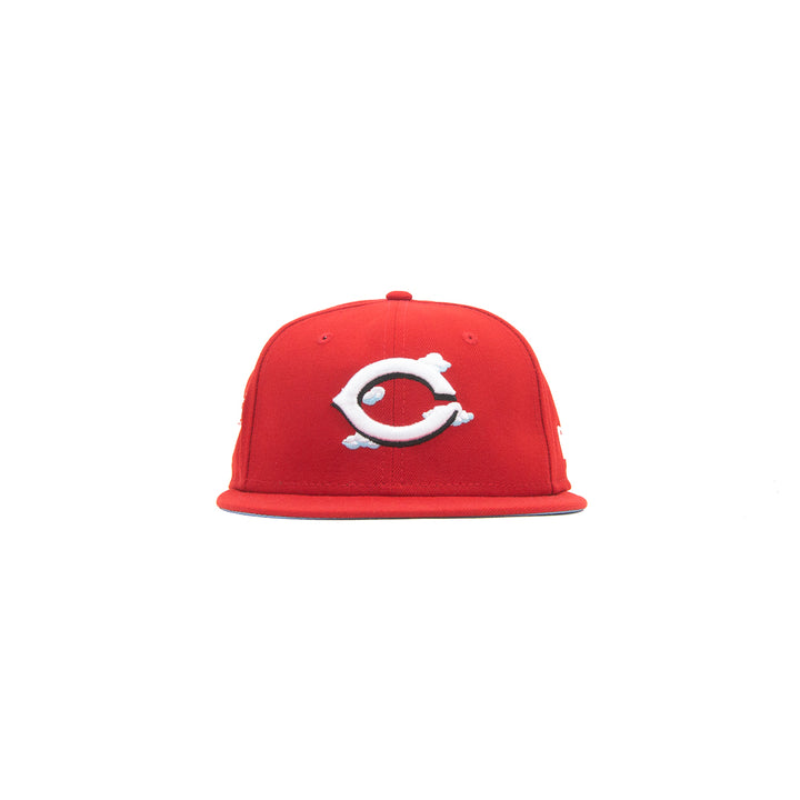 Cincinnati Reds Comic Cloud Fitted Cap (Red/Cloud Blue)