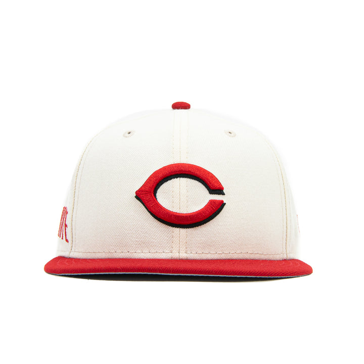 Corporate x Cincinnati Reds Queen City Fitted Cap (Chrome White/Red)