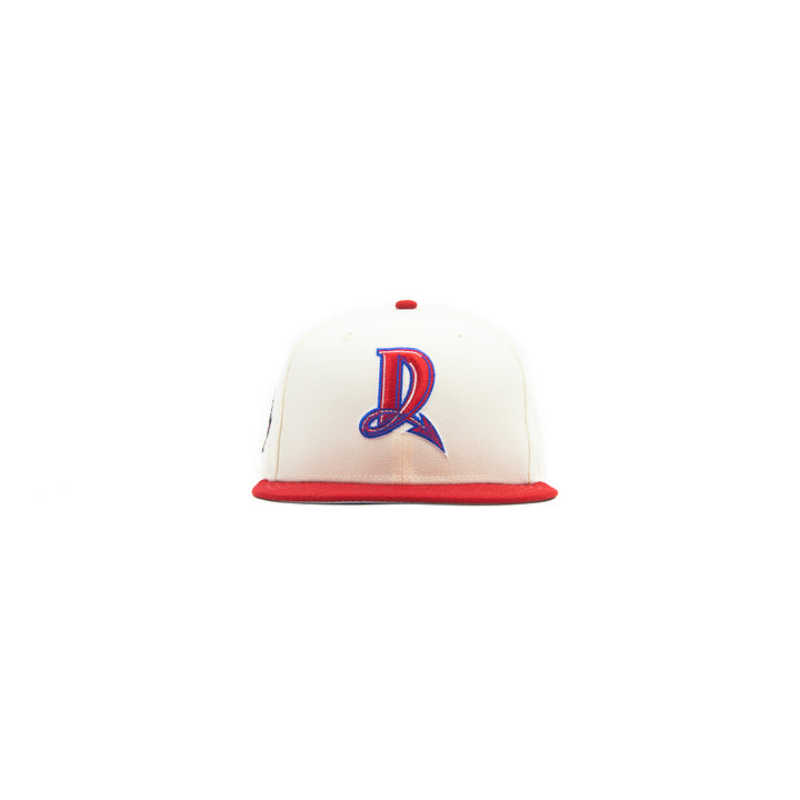 Dayton Dragons 20th Anniversary Fitted Cap (Cream/Chrome Red)