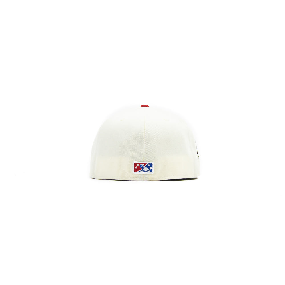 Dayton Dragons 20th Anniversary Fitted Cap (Cream/Chrome Red)