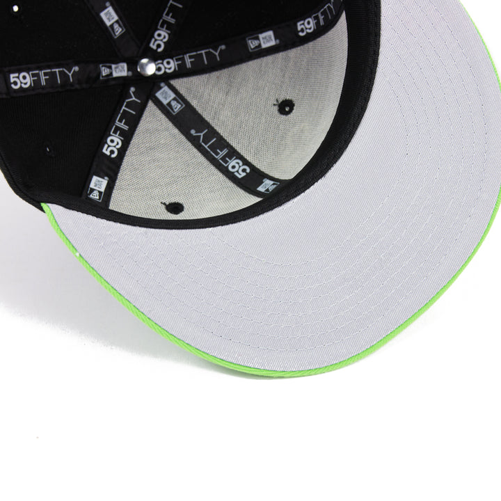 Cincinnati Reds 75 World Series Commissioner Fitted Cap (Black/Lime Green)