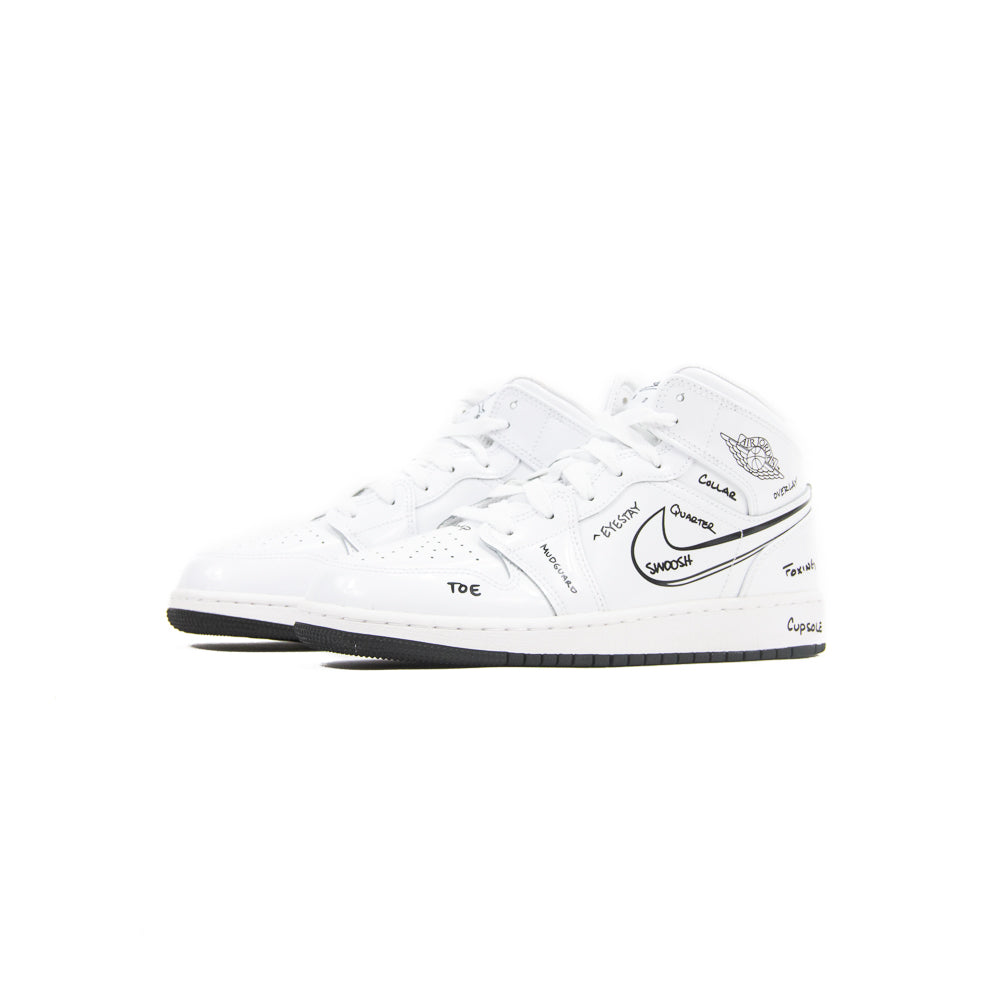 Air Jordan 1 Mid SS GS (White/Black)