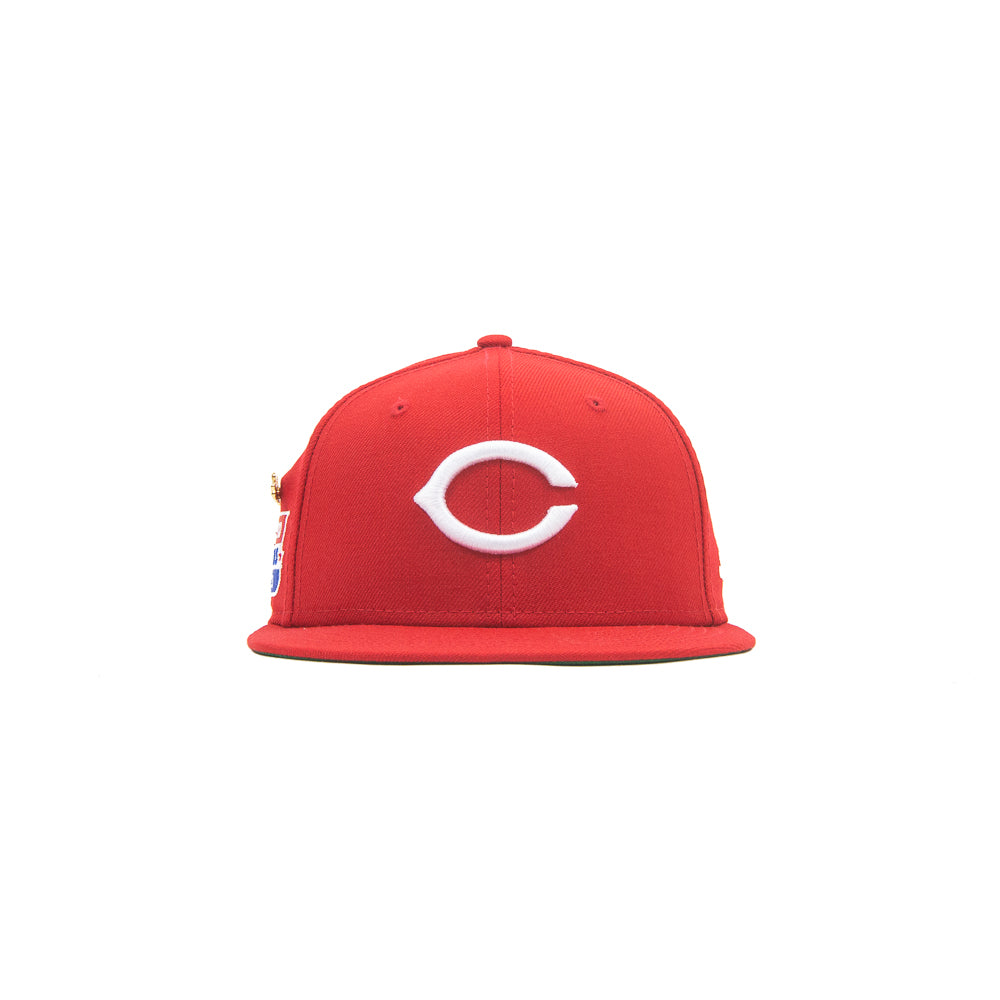 Cincinnati Reds 1975 World Series Logo History Fitted Cap (Red)