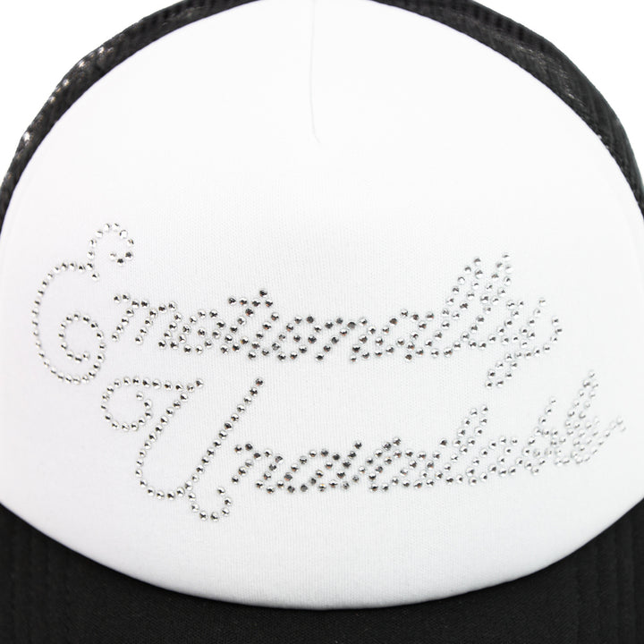 EU Rhinestone Trucker Hat (Black/White)