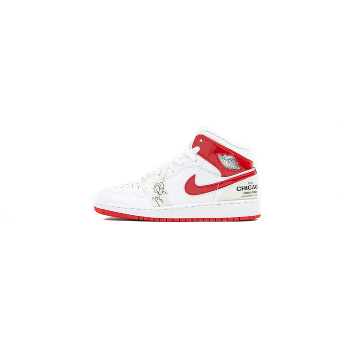 Air Jordan 1 Mid SS GS (White/University Red)