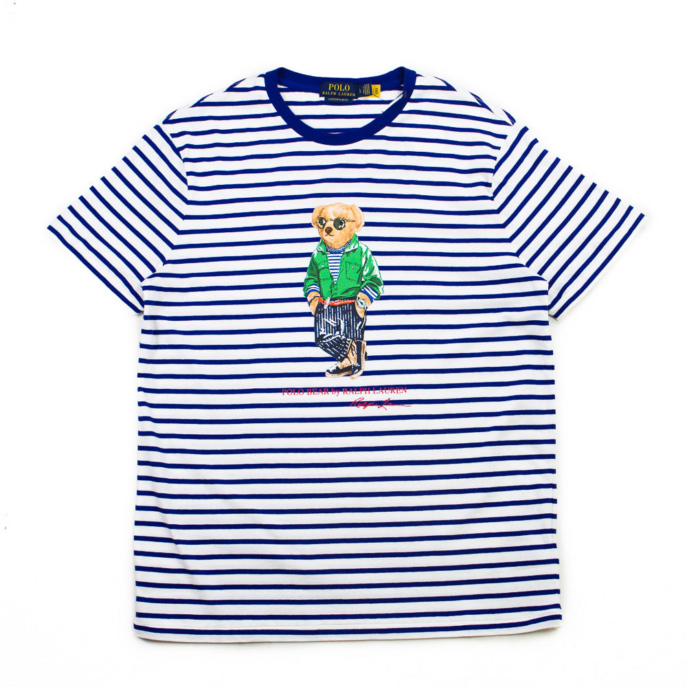 Striped Polo Bear T-Shirt (White/Heritage Royal)