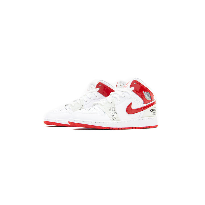 Air Jordan 1 Mid SS GS (White/University Red)