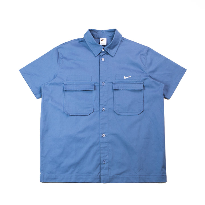 Nike Life Woven SS Button-Down Shirt (Diffused Blue/White)